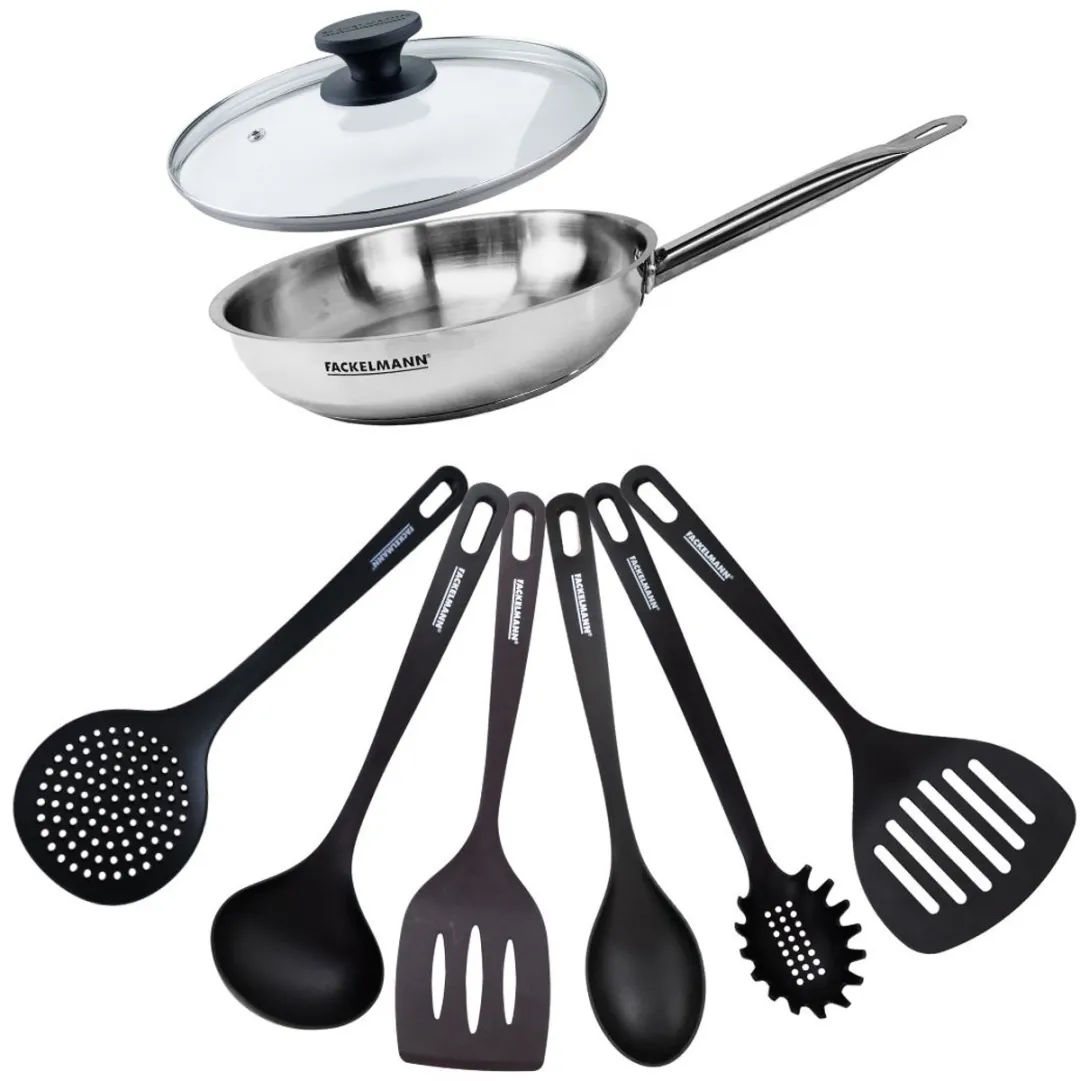 Fackelmann 9438950 Set Roestvrijstalen Pan 24cm - 6 Hulpmiddelen