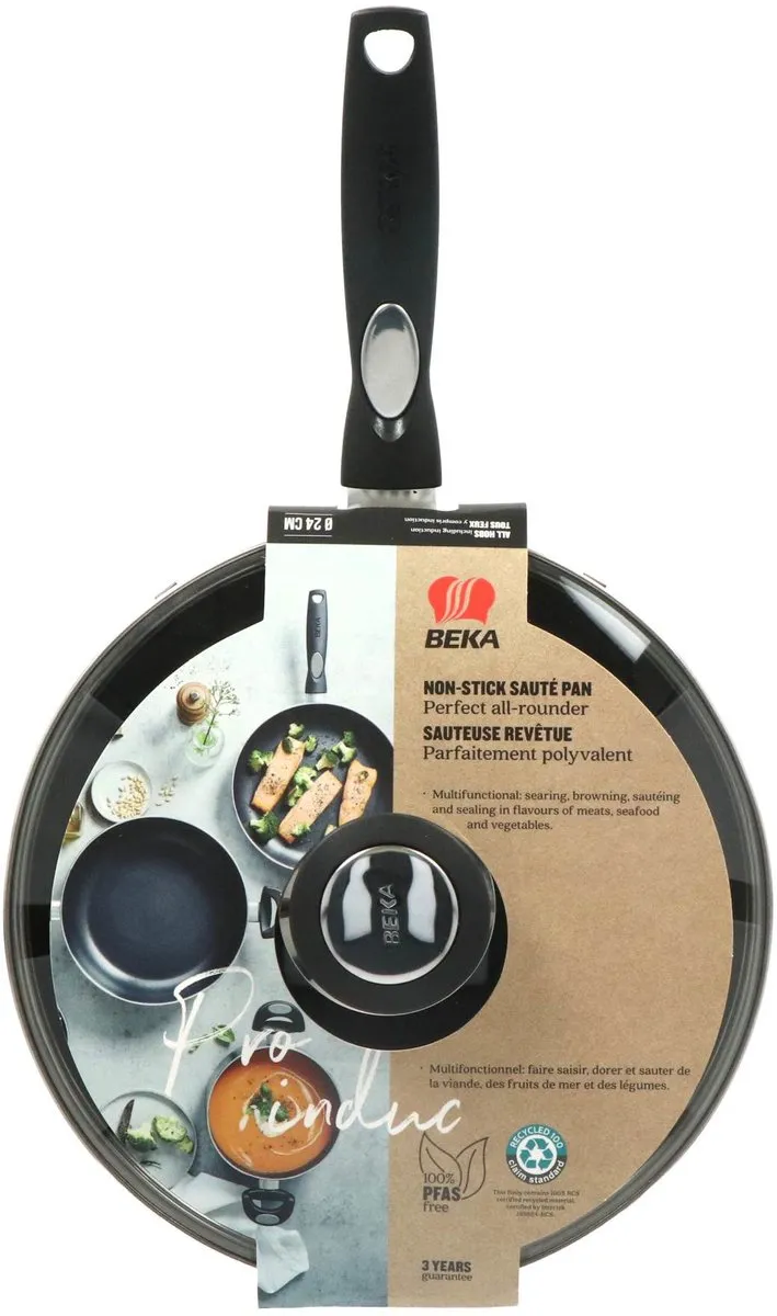 Beka - Pro Induc Hapjespan - 24 cm met Glazen Deksel