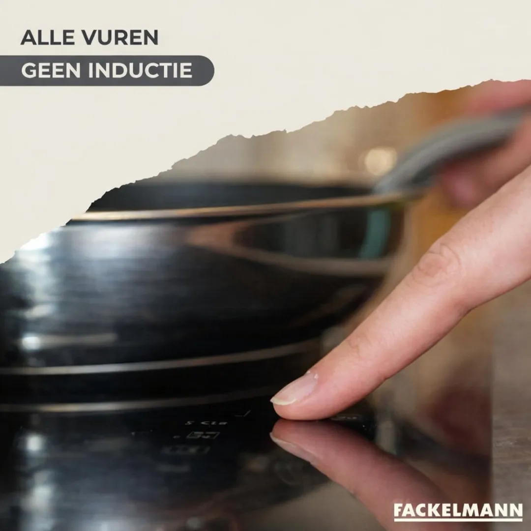 Fackelmann Genève Set 3 Kookpotten 16/20/24cm + Koekenpan 20cm - Roestvrij staal/Zwart
