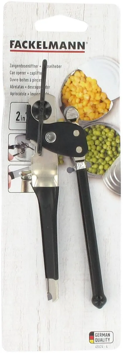 Fackelmann 45524 Blikopener 2-in-1 - Verchroomd/Zwart
