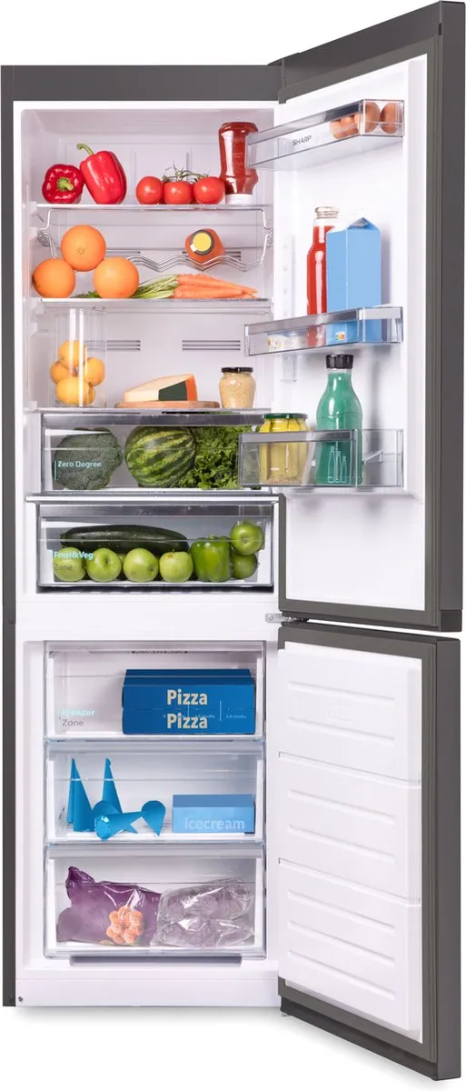 Sharp SJNBA31DMXACEU Koel-vriescombinatie - 331L - No Frost - Donker Inox