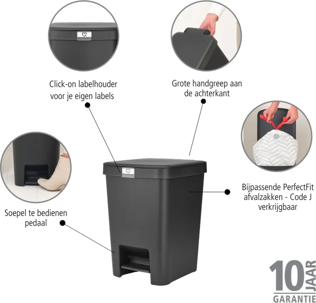 Brabantia StepUp Pedaalemmer 25L - Dark Grey - afbeelding 6 van 6