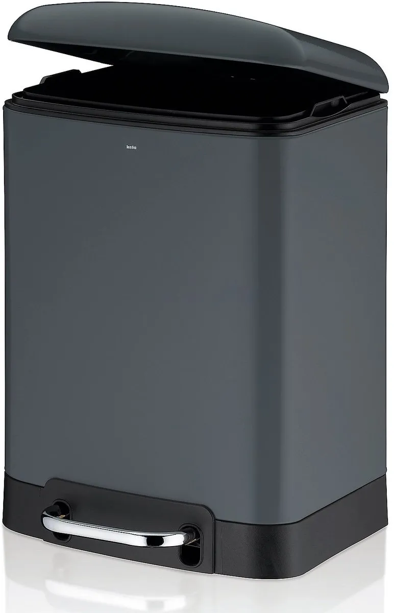 Kela RVS Afvalemmer 6L - Donker Grijs