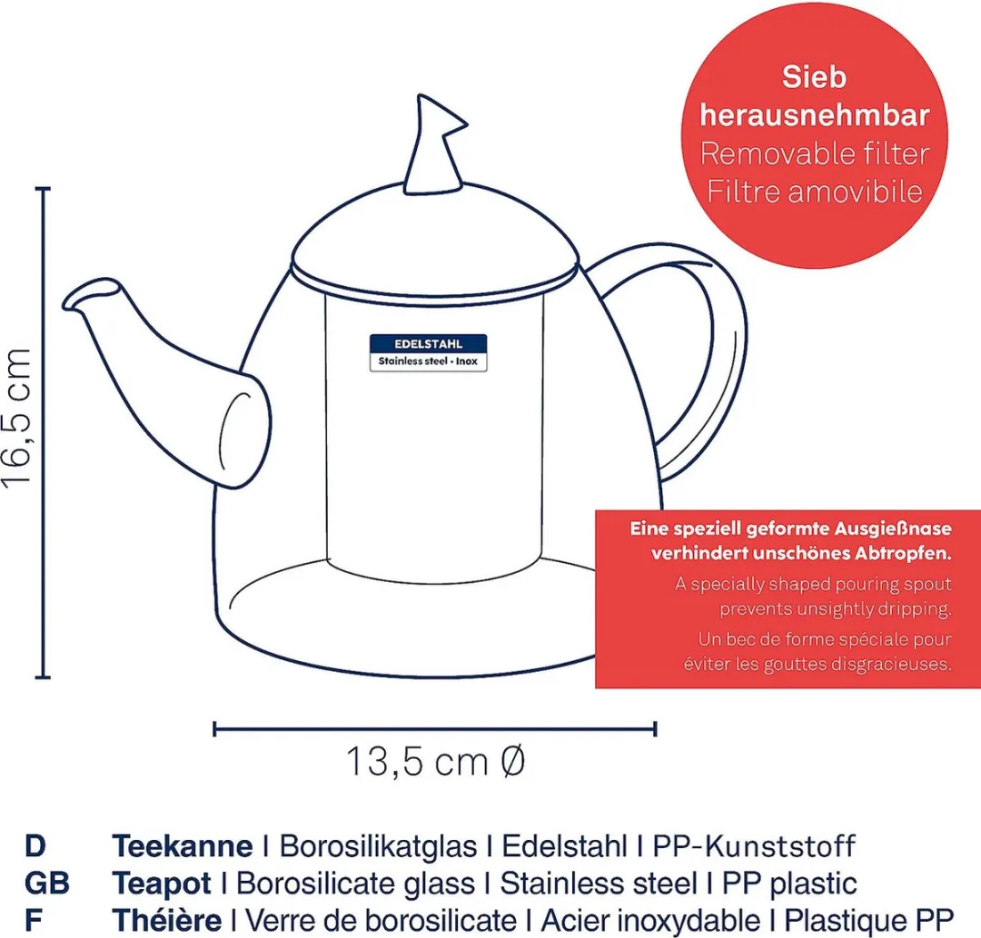 Kela Aurora Theepot 1,3L - Transparant - afbeelding 6 van 6