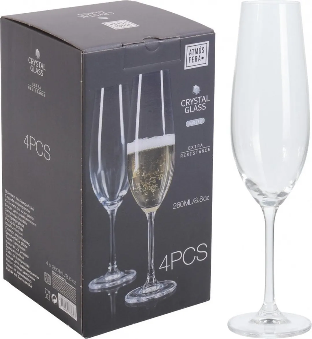 Excellent Houseware Champagneglas 260ml - 4 Stuks