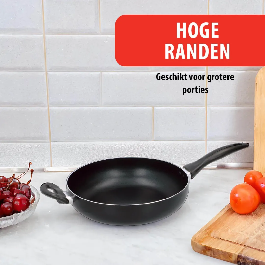 Alpina Koekenpan 28cm met Spatdeksel - Inductie - Zwart