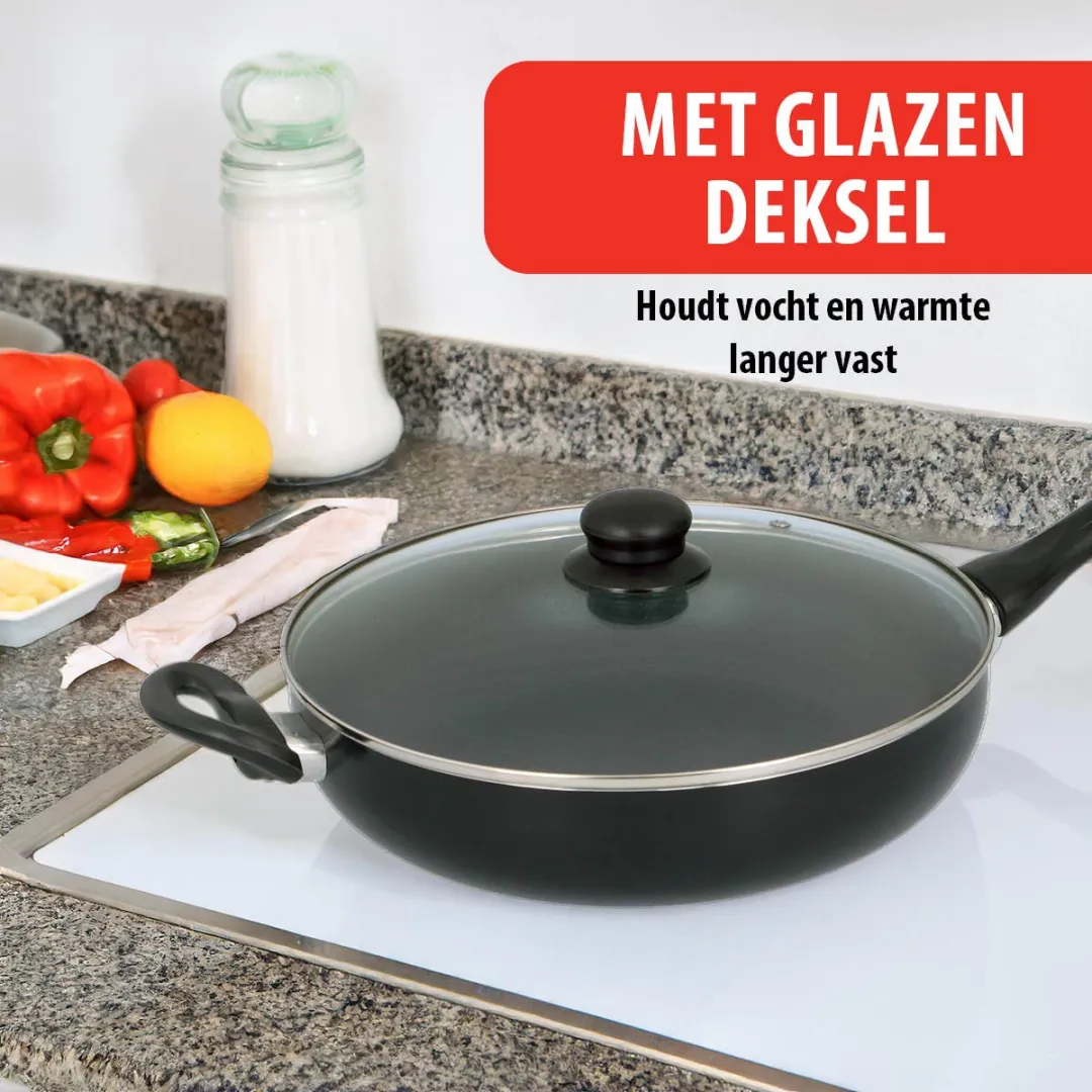 Alpina Koekenpan 28cm met Spatdeksel - Inductie - Zwart