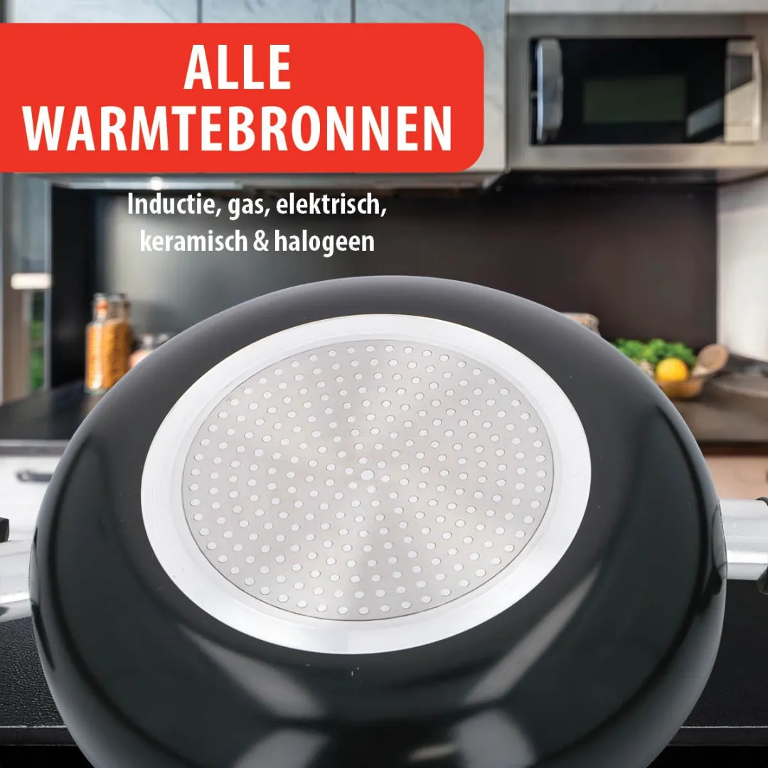 Alpina Koekenpan 28cm met Spatdeksel - Inductie - Zwart