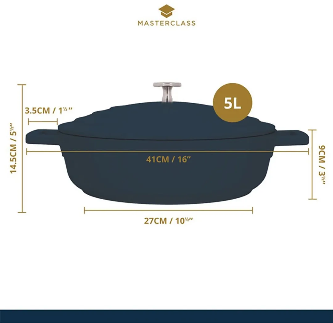 Masterclass Onthitte Braadpan 5L - Zwart