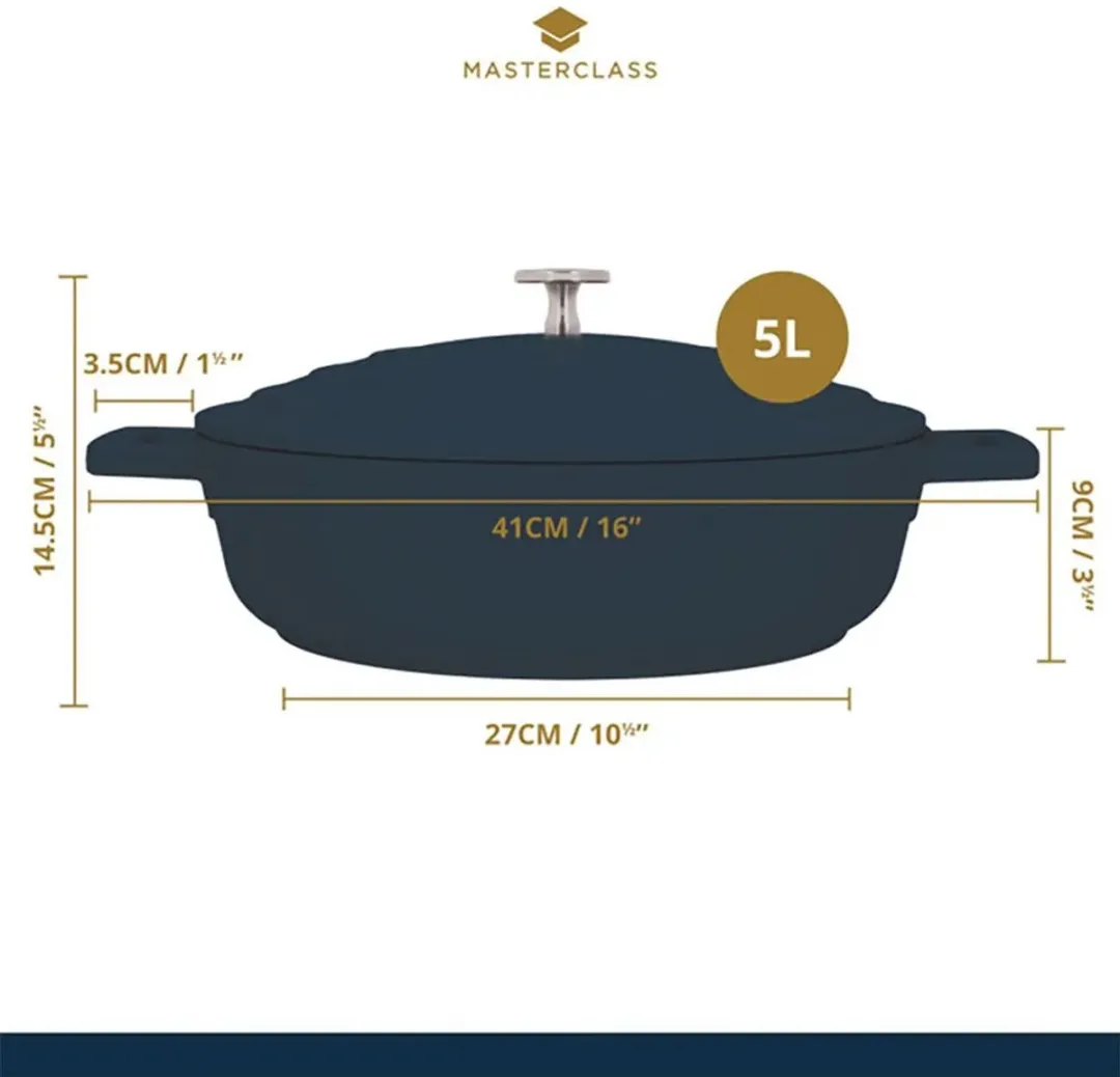 Masterclass Onthitte Braadpan 5L - Zwart