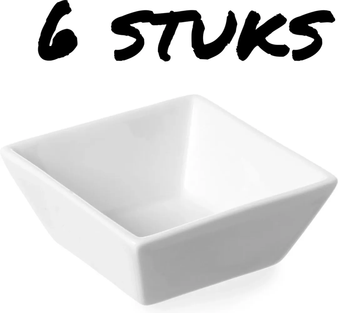 Hendi Tapasschaaltjes Porselein 8x8cm - 6 Stuks - Wit