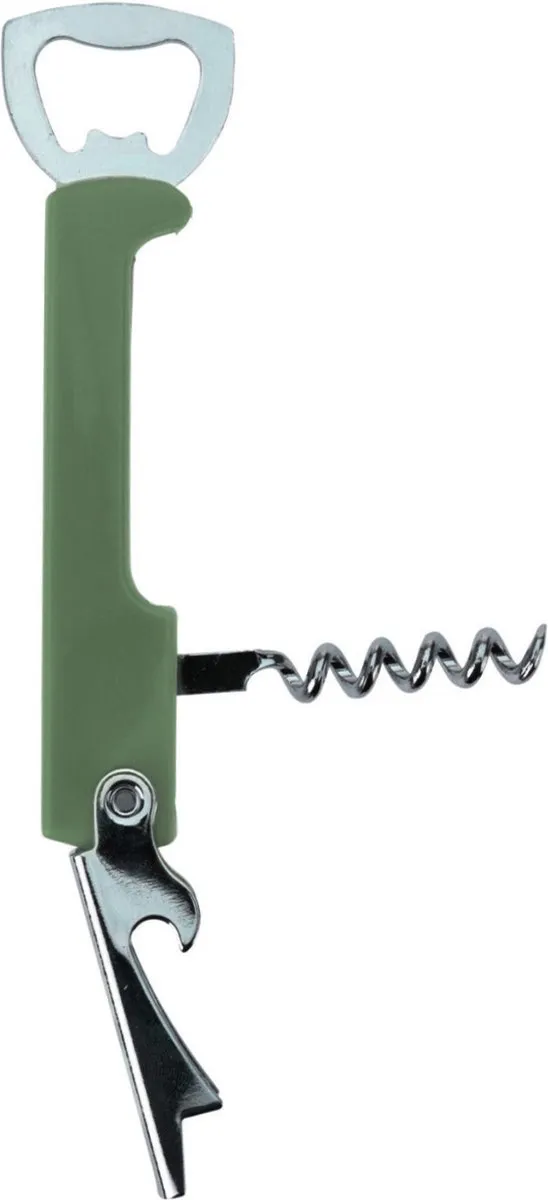 Excellent Houseware Flesopener/Kurkentrekker Kelnersmes - 2 Stuks - 12 cm - Khaki Groen