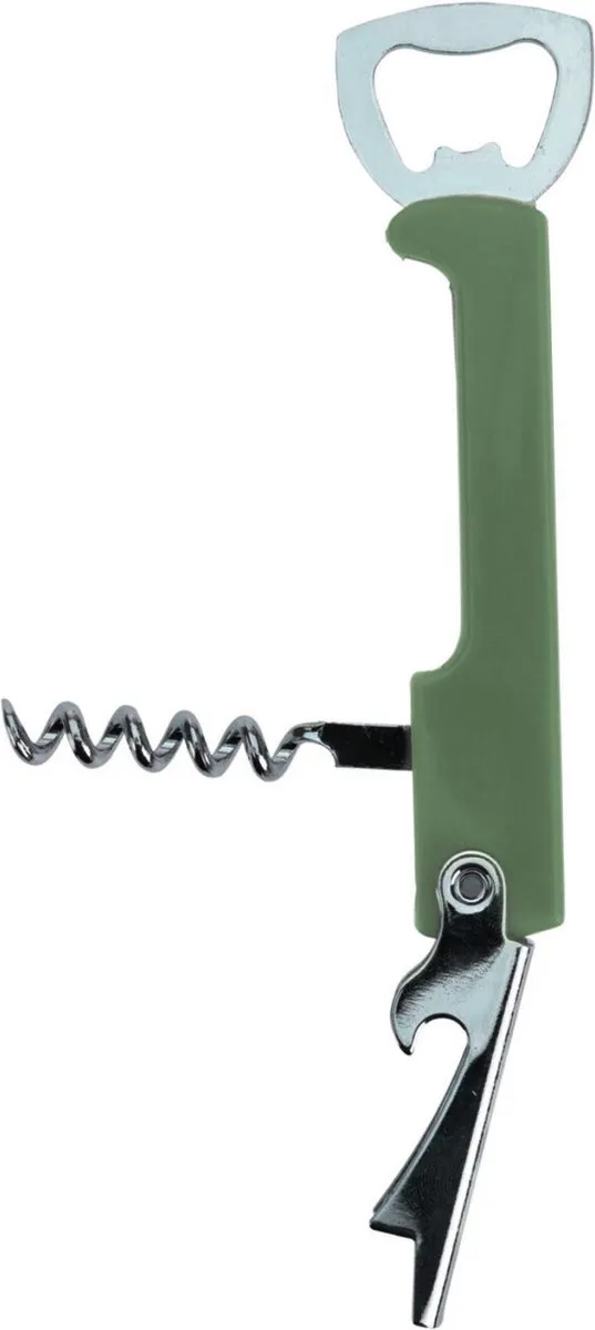 Excellent Houseware Flesopener/Kurkentrekker Kelnersmes - 2 Stuks - 12 cm - Khaki Groen