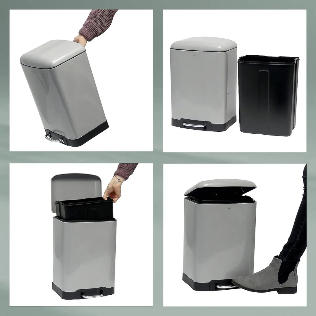 Kela Davino Afvalemmer RVS 12L - Grijs