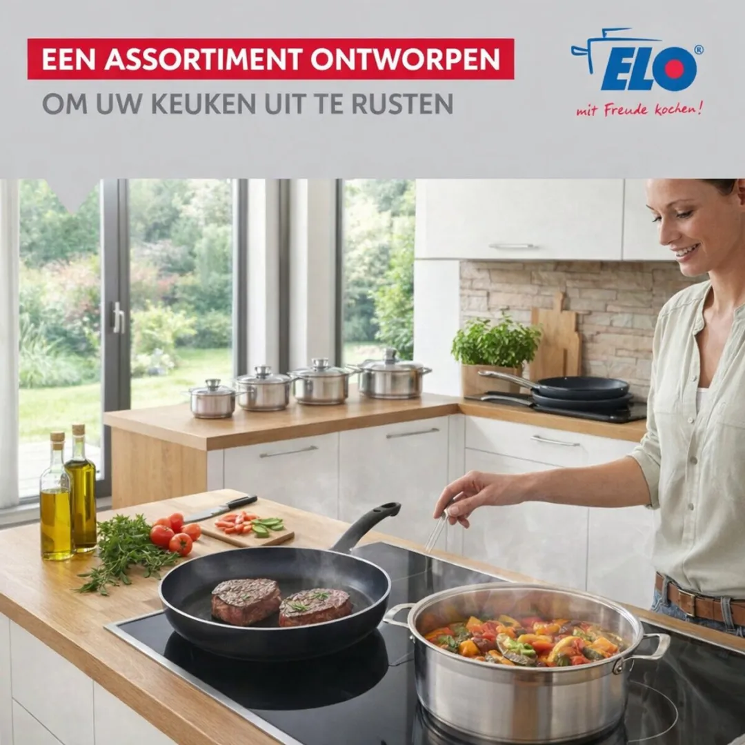 Fackelmann Elo Prima Keukengerei 5-delig Set - 2 Koekenpannen 20/28cm & 3 Kookpotten 12/14/20cm - Roestvrij staal