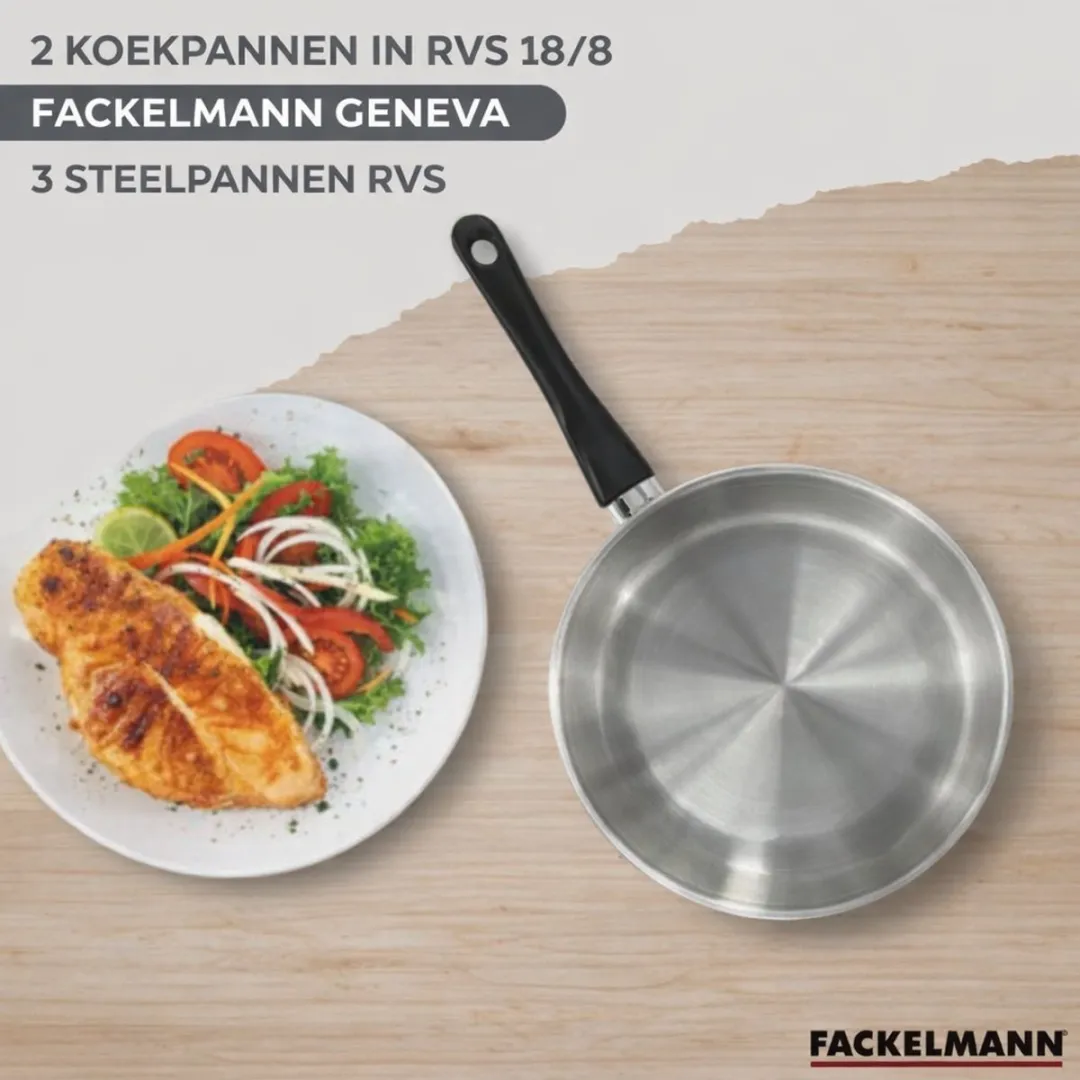 Fackelmann 9443950 Set Roestvrijstalen Pannen - 2+3-delig 12-28cm - Inductie