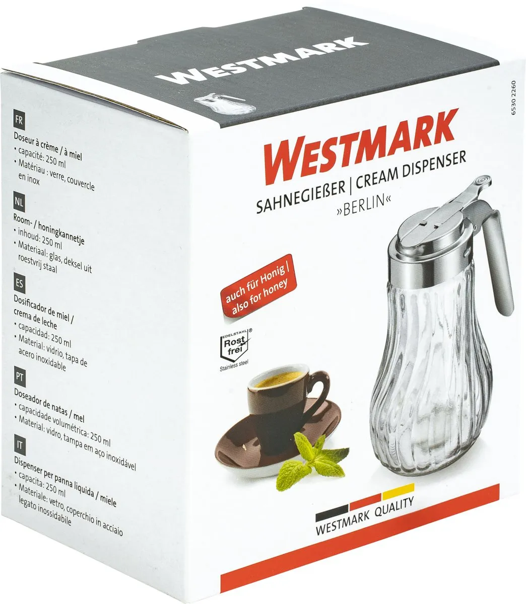 Westmark Room-/Honingdispenser Berlin 250ml - Glas/Zilver