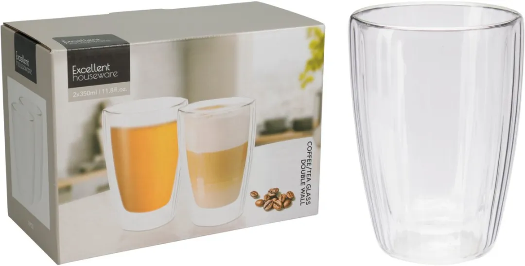 Excellent Houseware CD1200250 Dubbelwandige Koffieglazen 350ml - 2 Stuks