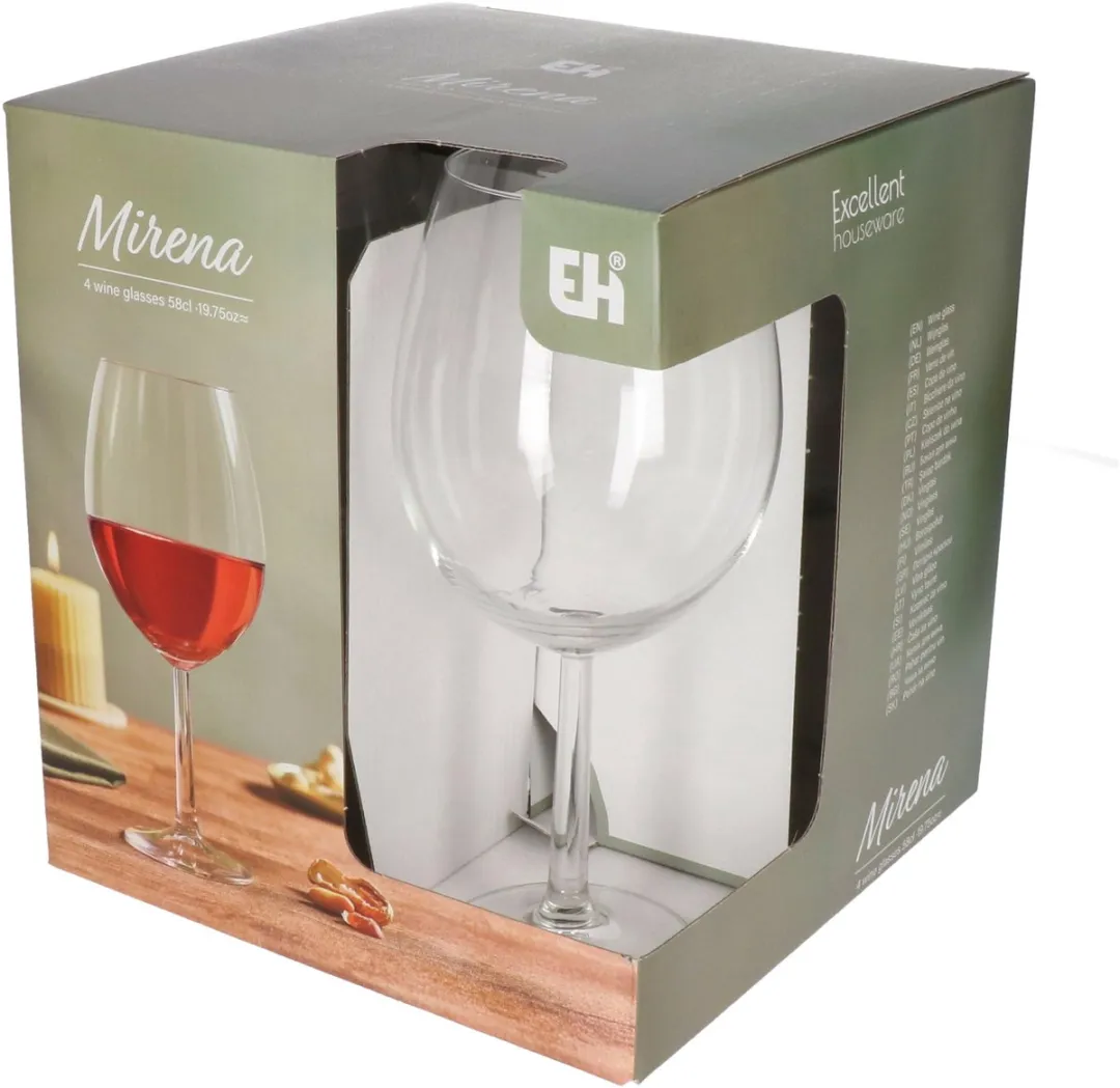 Excellent Houseware Rode Wijnglazen 580ml - 8 Stuks