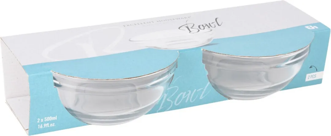 Excellent Houseware Glas Kommetjes 6x 500ml - 14cm Transparant