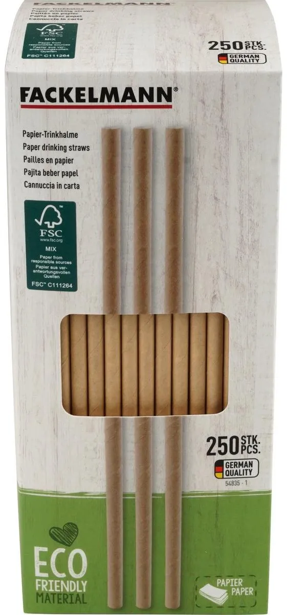 Fackelmann Bruine Papieren Rietjes 250 Stuks - 21cm