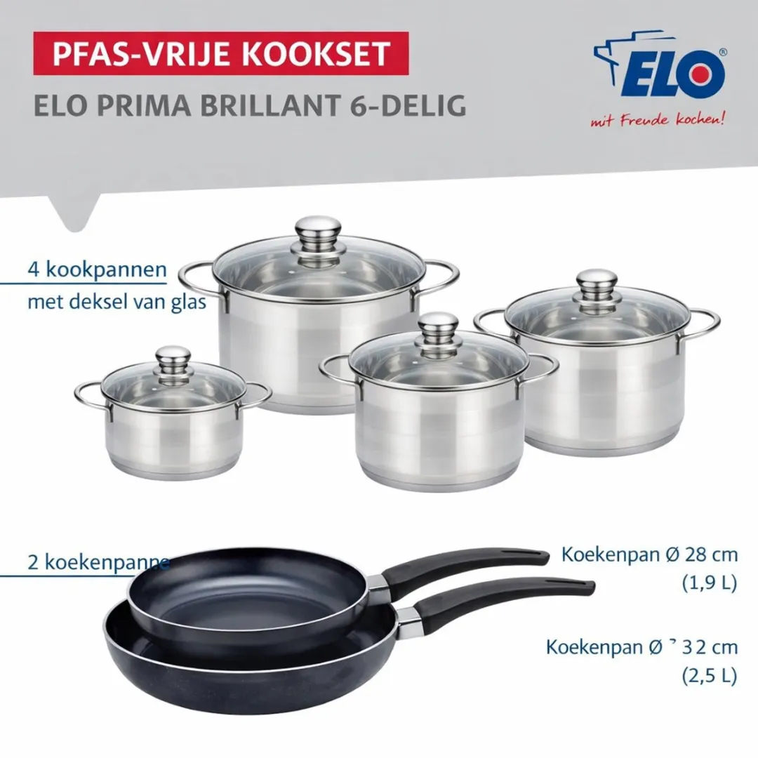 Fackelmann Elo Prima Keukengerei Set 6-delig - Inductie - Roestvrij staal