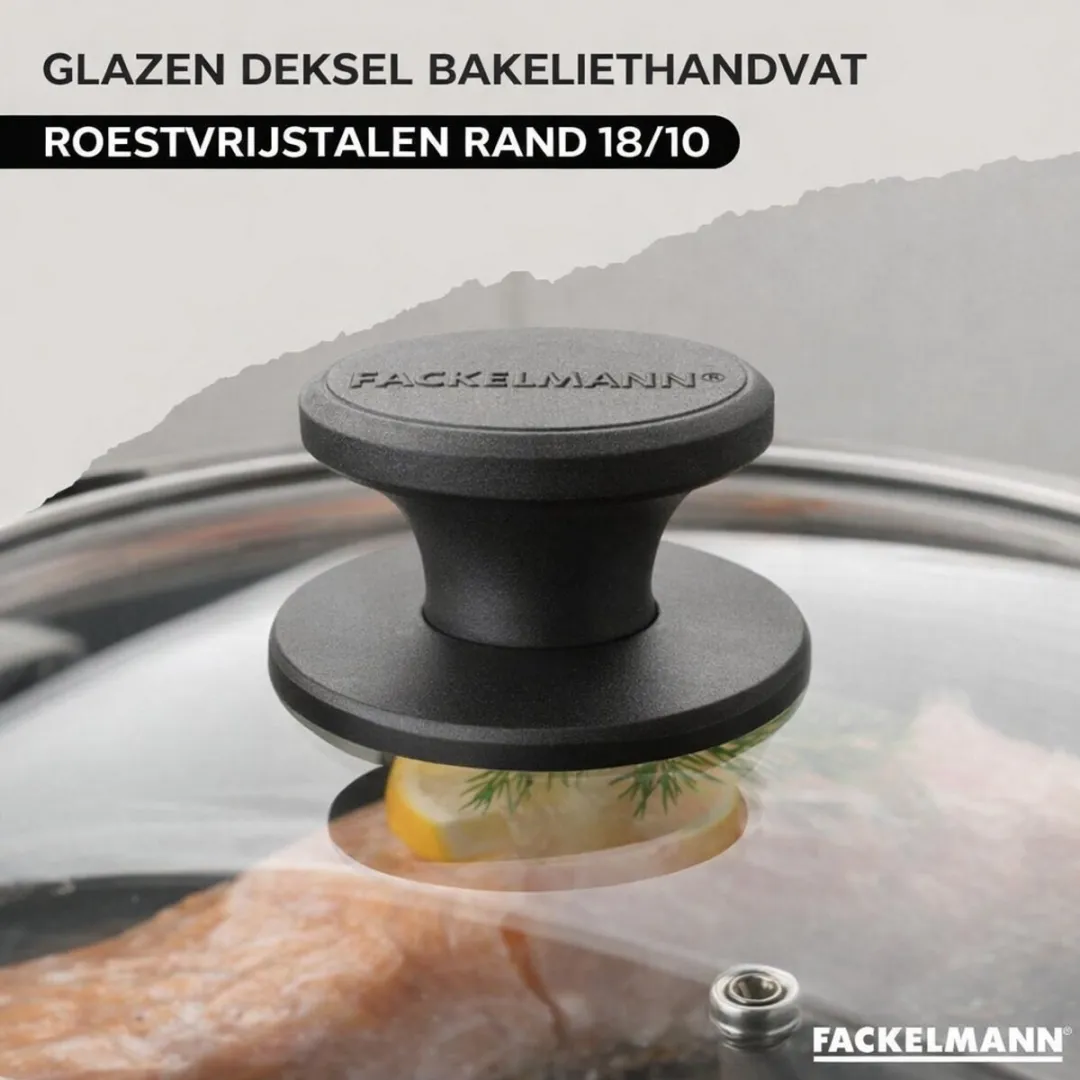 Fackelmann 9441750 Koekenpan 28cm - Roestvrij staal/Zwart