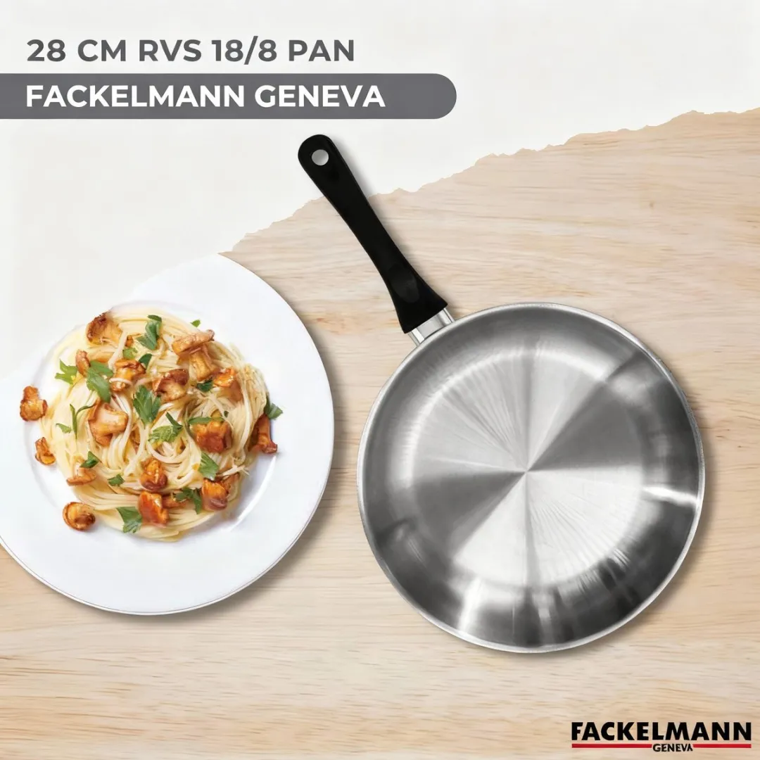 Fackelmann 9441750 Koekenpan 28cm - Roestvrij staal/Zwart - afbeelding 6 van 6