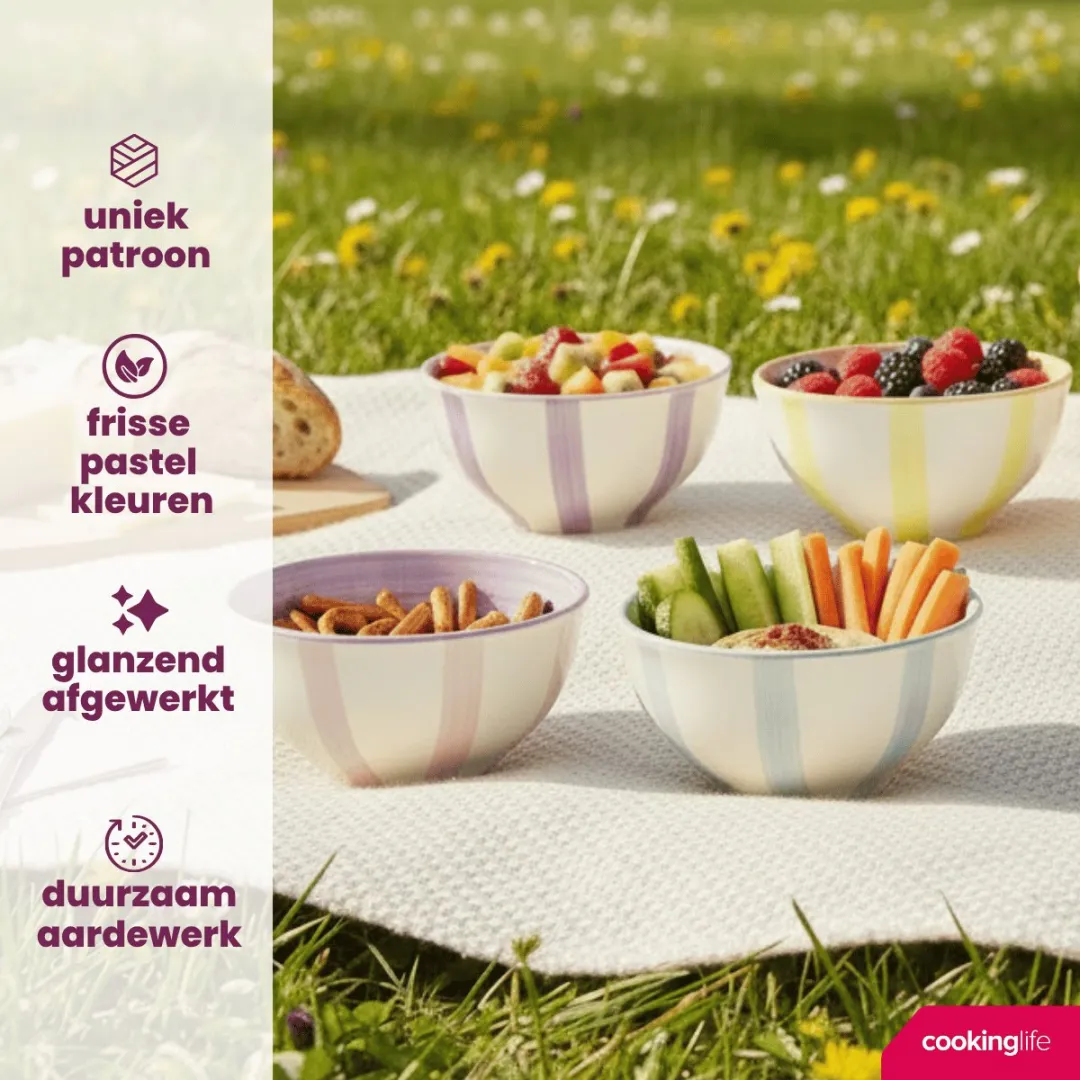 Cookinglife Kleine Kommen Spring Vibes - Set van 6 - Ø12cm - Aardewerk