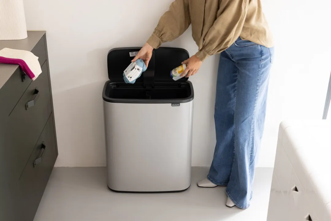 Brabantia Bo Touch Bin Prullenbak - 2 x 30 liter - Afvalscheiding - Soft Grey