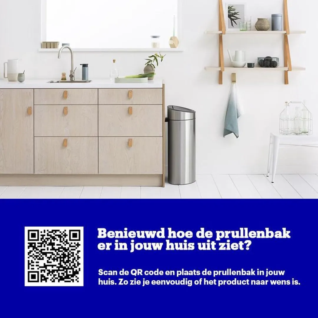 Brabantia Touch Bin Prullenbak 33L Matt Steel - 2 Vakken