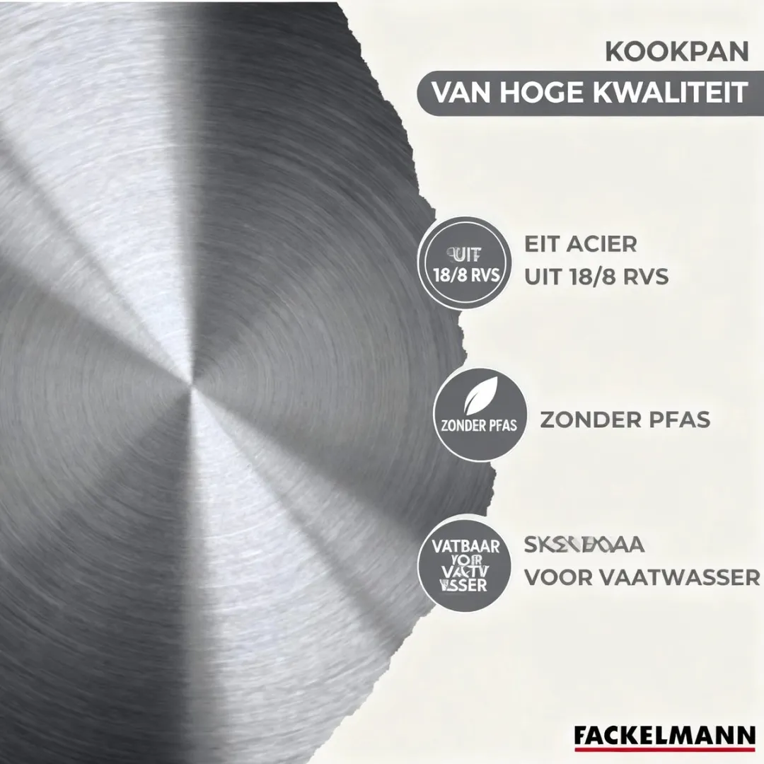 Fackelmann Genève Set 3 RVS Kookpotten & 3 Pannen - 16/20/24cm & 20/24/28cm - Roestvrij staal/Zwart