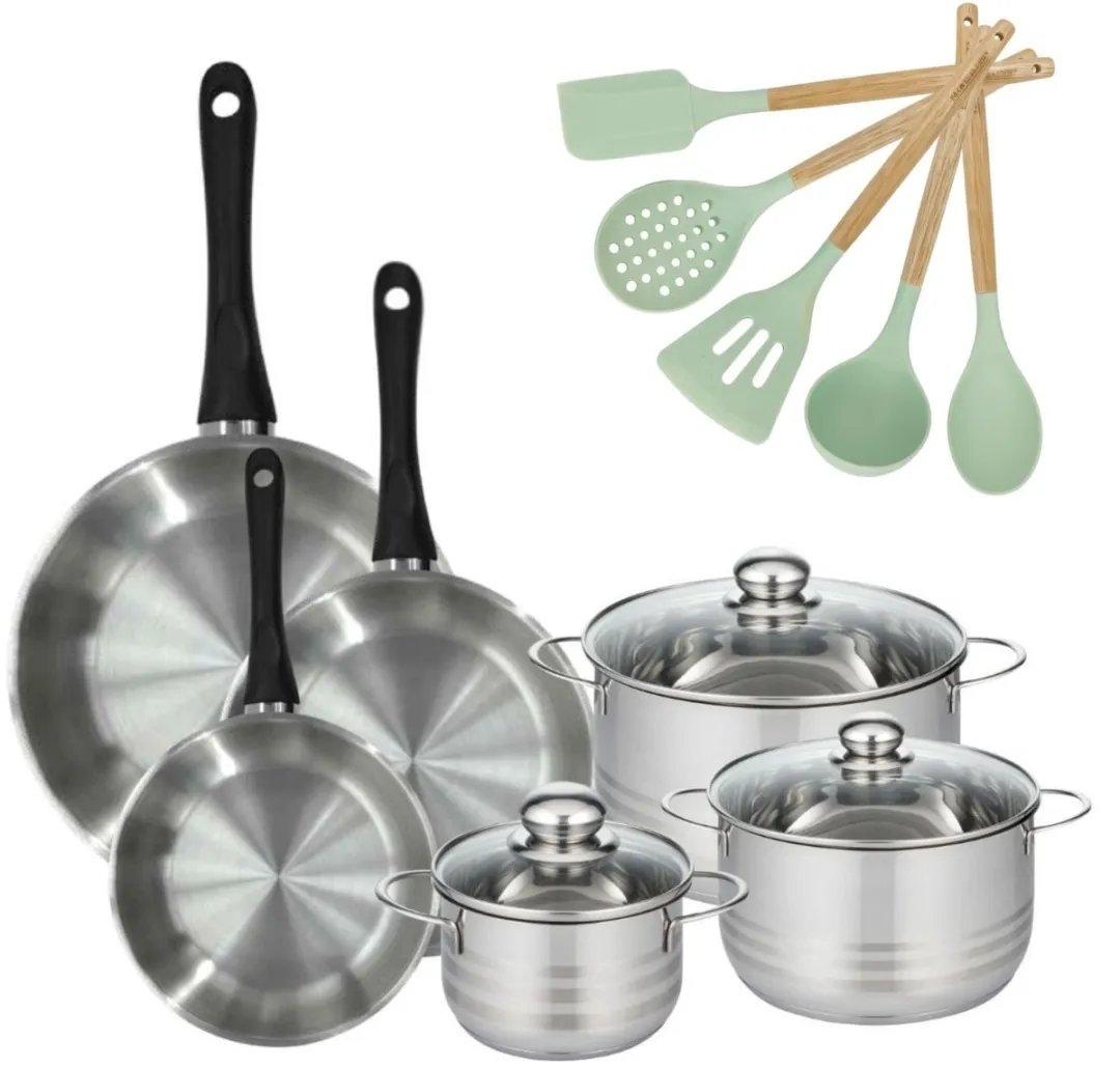 Fackelmann Genève Set 3 RVS Kookpotten & 3 Pannen