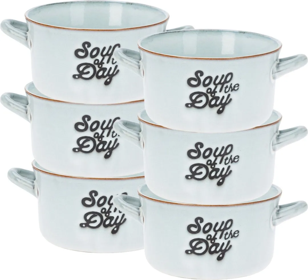 Excellent Houseware Soepkommen Lichtblauw - 6 Stuks - 500ml