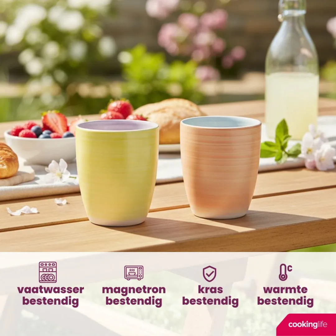 Cookinglife Pastel Harmony Koffiebekers - 6 Stuks 340ml