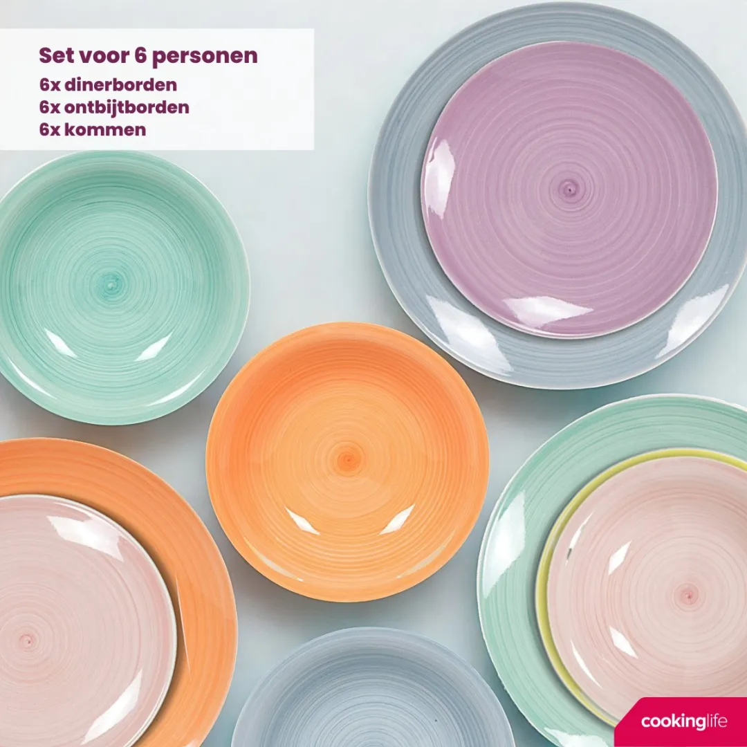 Cookinglife Pastel Harmony Koffiebekers - 6 Stuks 340ml