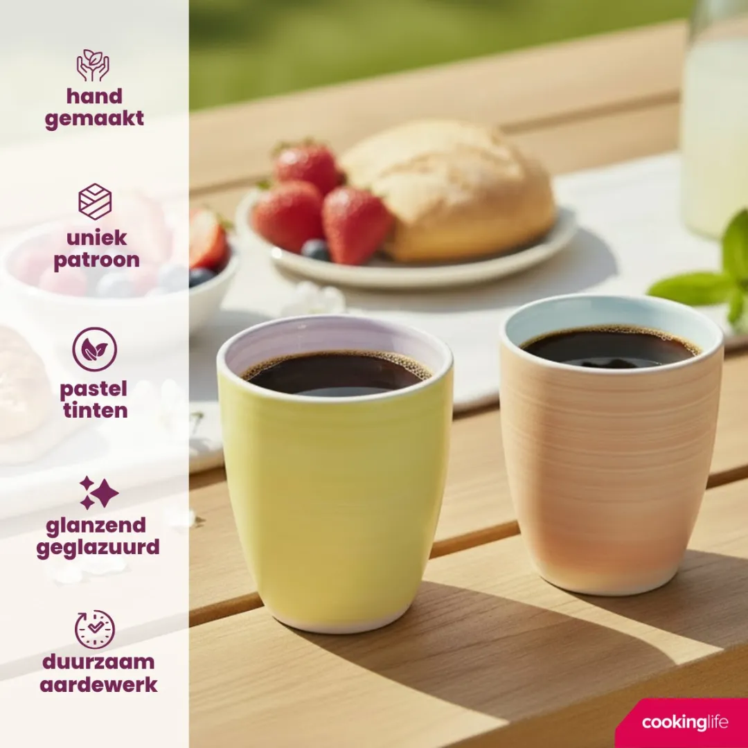Cookinglife Pastel Harmony Koffiebekers - 6 Stuks 340ml