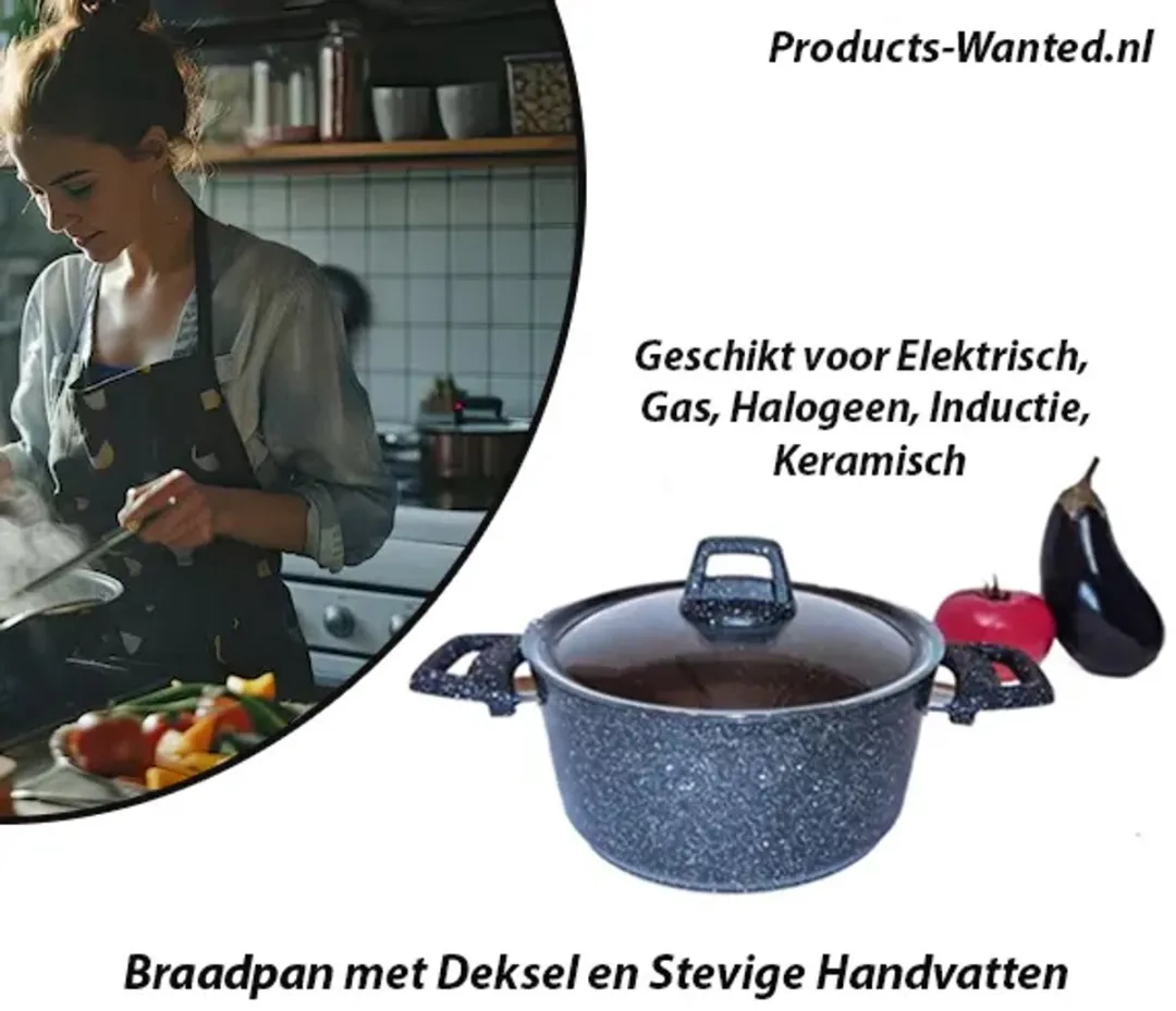 Excellent Houseware Braadpan 24cm - 4.4L - Zwart