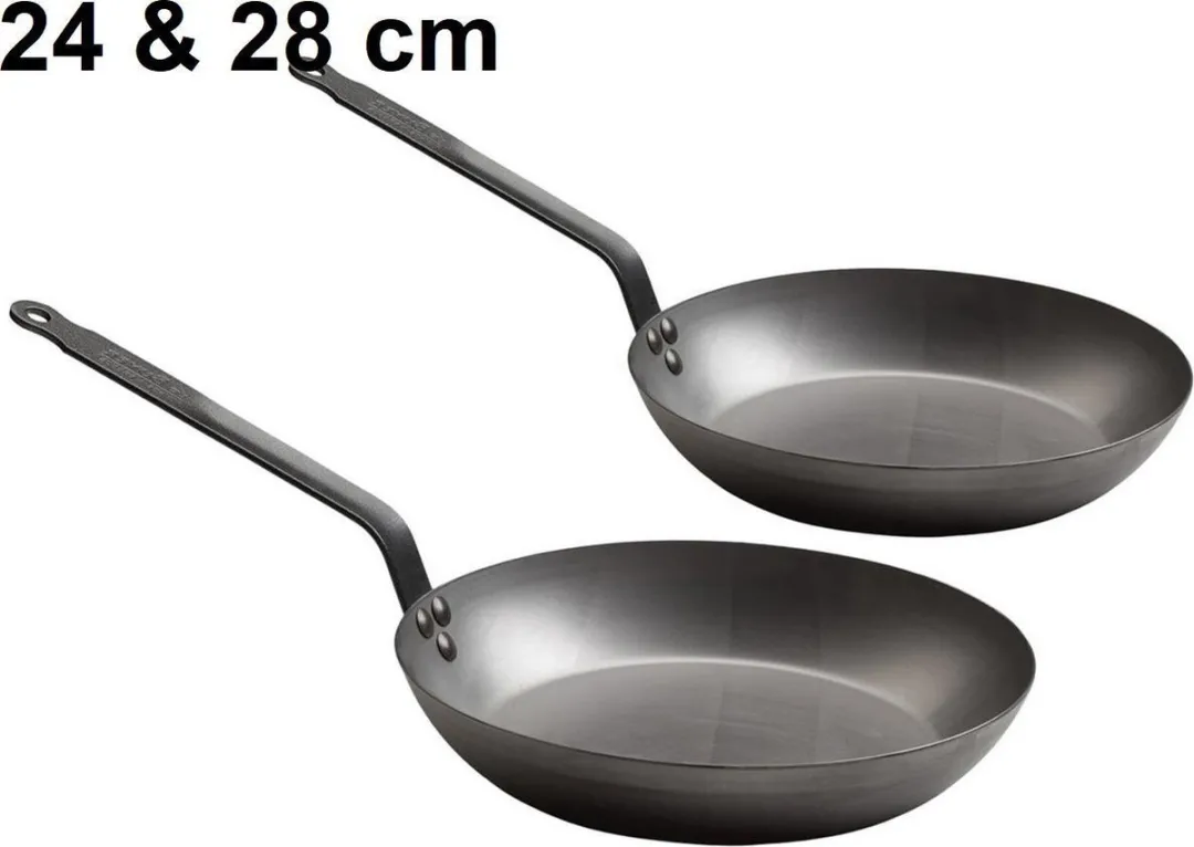 DeBuyer Acier Koekenpannen Set 24cm & 28cm - 2mm - Staal - 2 Stuks