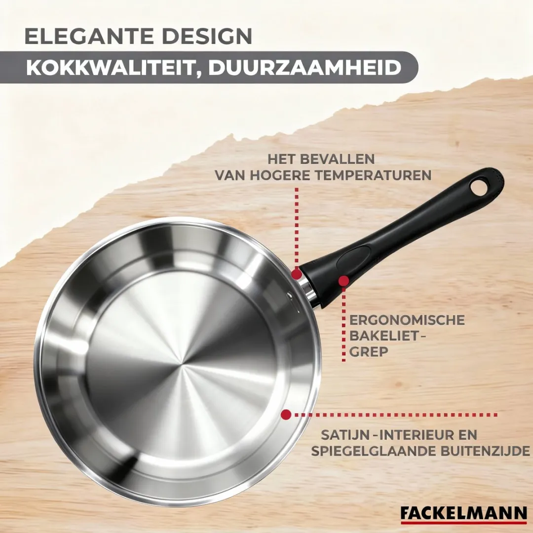 Fackelmann 9355550B88 Kookset 3 Pannen & 3 Potten - Roestvrijstaal 16-28cm - afbeelding 6 van 6