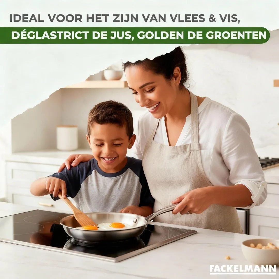 Fackelmann Koekenpan 20cm Roestvrij Staal - Inductie & Ovenbestendig