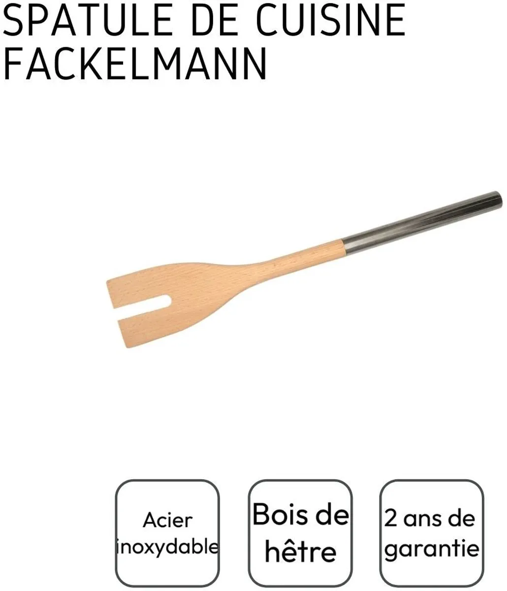 Fackelmann Saladevork Beukenhout 34x6cm - Roestvrijstalen handvat