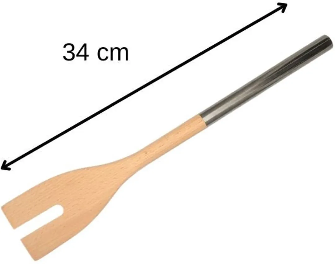 Fackelmann Saladevork Beukenhout 34x6cm - Roestvrijstalen handvat - afbeelding 6 van 6