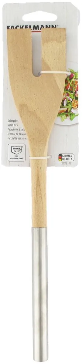 Fackelmann Saladevork Beukenhout 34x6cm - Roestvrijstalen handvat