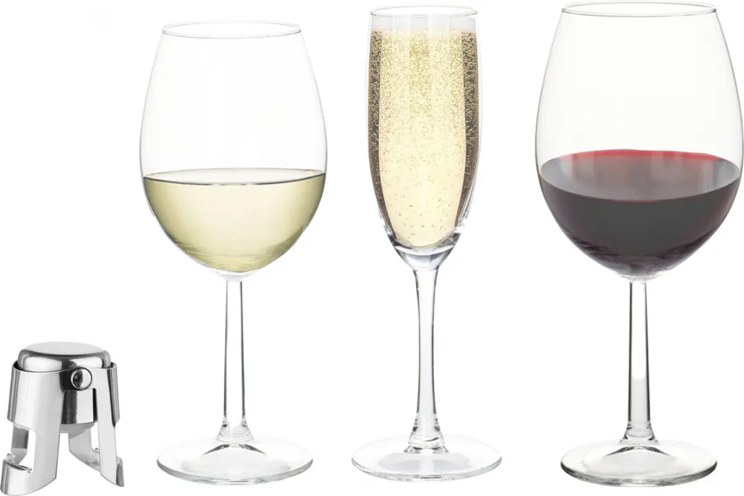Excellent Houseware Wijnglazen Set 18-delig - RVS Wijnstopper