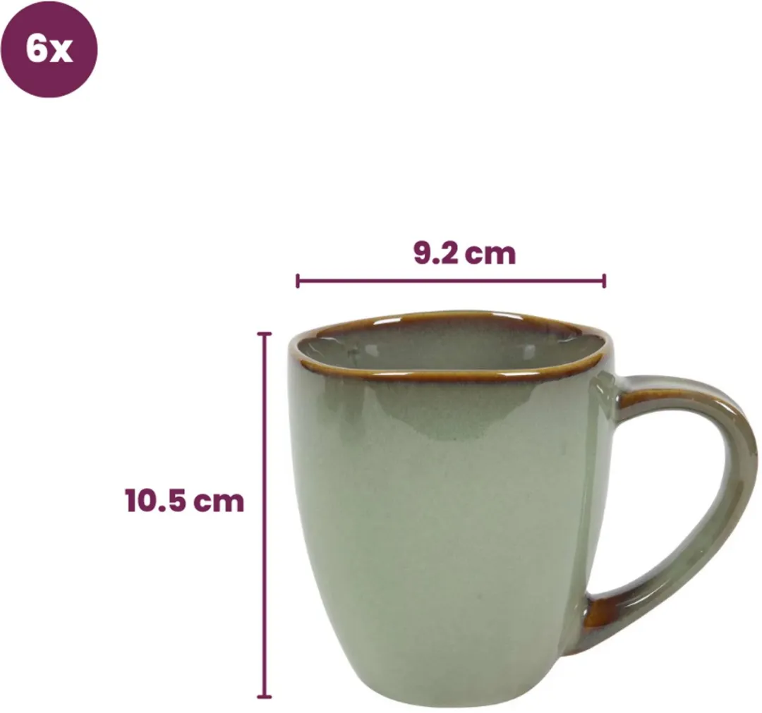 Cookinglife Sabi Koffiemokken - 450ml - Groen - Set van 6
