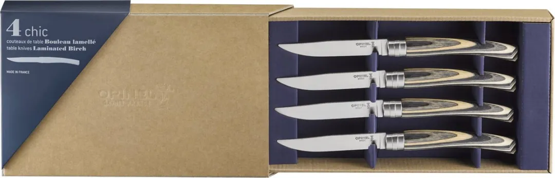 Opinel Table Chic Tafelmessenset 4-delig - Berkenhout