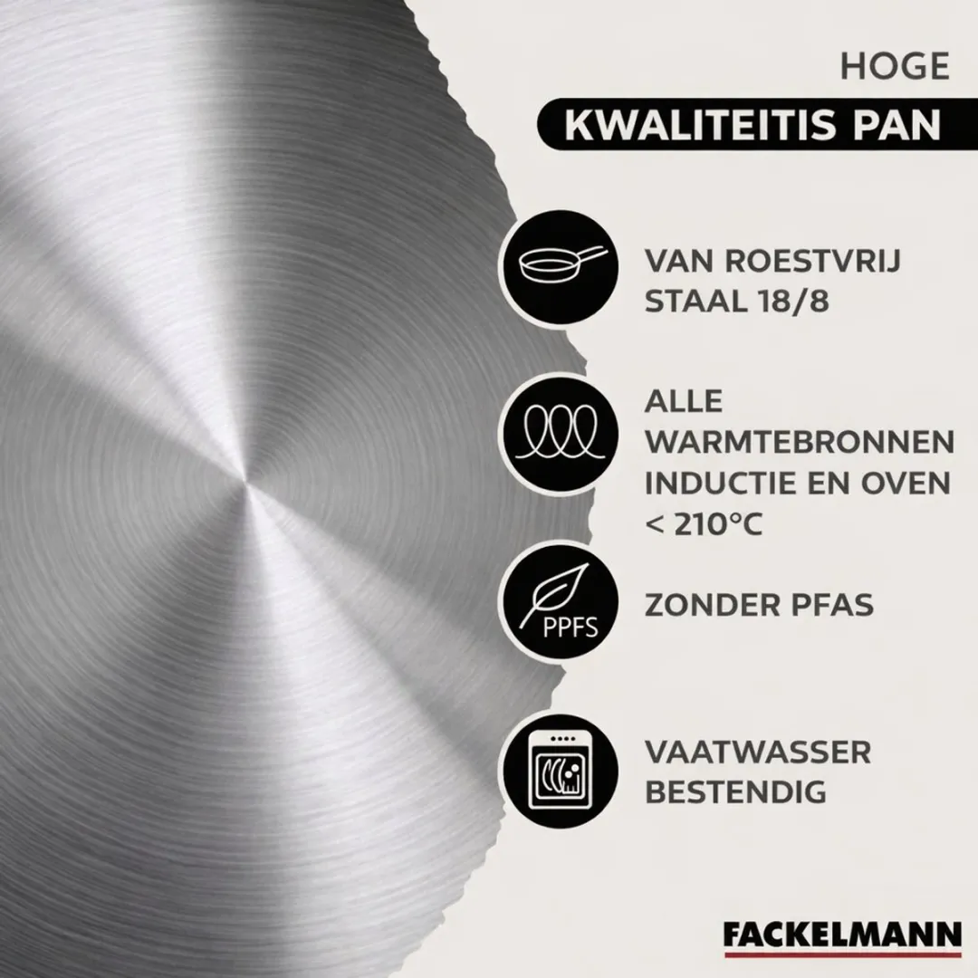 Fackelmann 9352050 Kookset - 2 Pannen 20/24cm + 3 Potten + 6 Keukengerei - Roestvrij staal