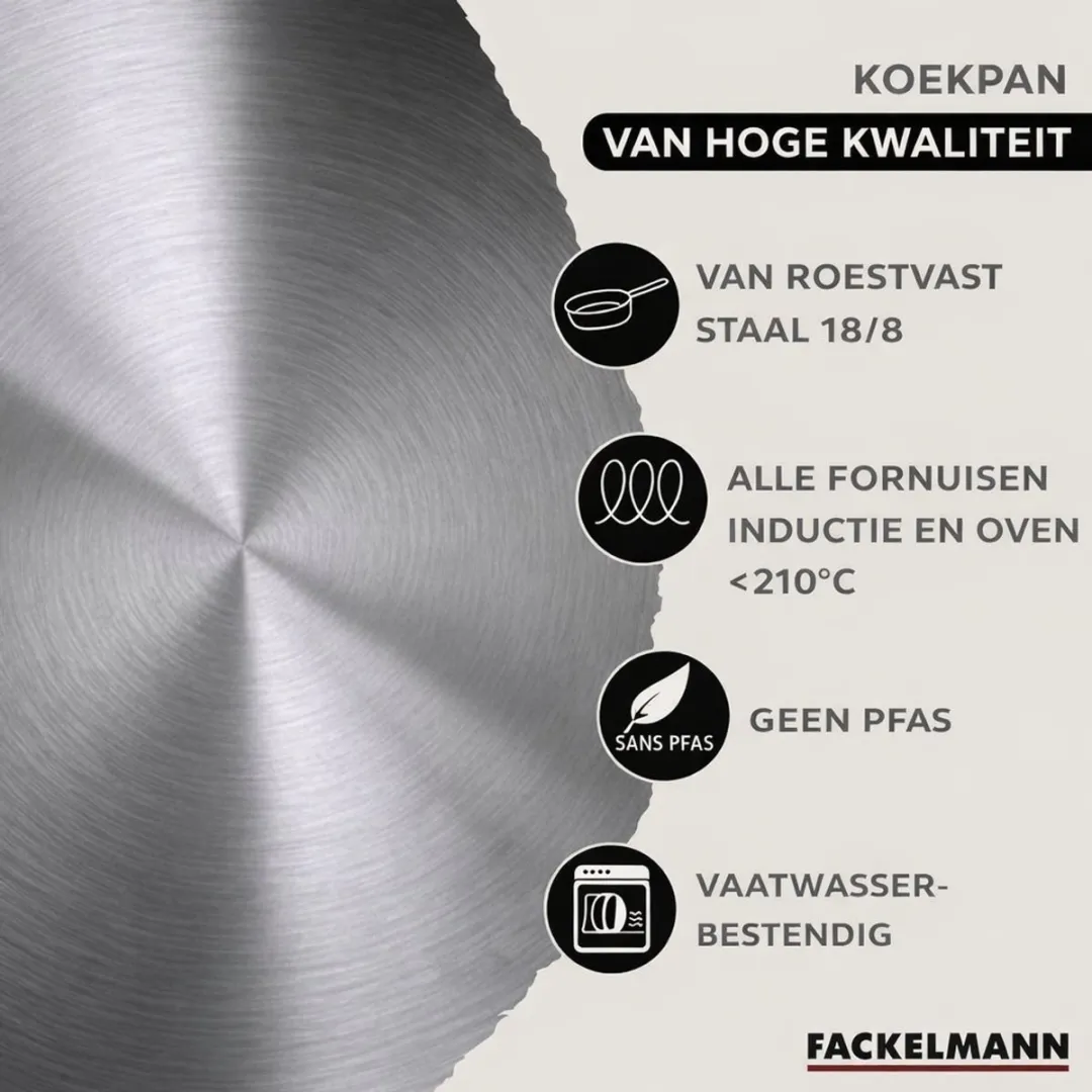 Fackelmann 9353150 Kookset - 5 Pannen + 6 Keukengerei - Roestvrij staal