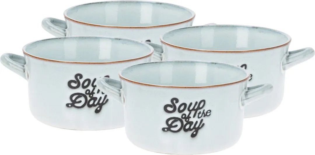 Excellent Houseware Soepkommen Lichtblauw - 4 Stuks - 500ml